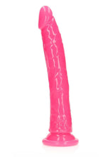 Load image into Gallery viewer, Realrock Slim Glow In The Dark Dildo with Suction Cup - Glow In The Dark/Pink - 11in