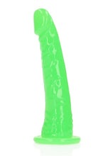 Load image into Gallery viewer, Realrock Slim Glow In The Dark Dildo with Suction Cup - Glow In The Dark/Green - 6in