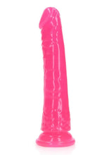 Load image into Gallery viewer, Realrock Slim Glow In The Dark Dildo with Suction Cup - Glow In The Dark/Pink - 6in