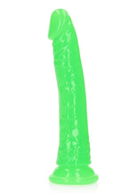 Load image into Gallery viewer, Realrock Slim Glow In The Dark Dildo with Suction Cup - Glow In The Dark/Green - 8in