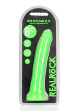 Load image into Gallery viewer, Realrock Slim Glow In The Dark Dildo with Suction Cup - Glow In The Dark/Green - 8in