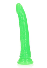 Load image into Gallery viewer, Realrock Slim Glow In The Dark Dildo with Suction Cup - Glow In The Dark/Green - 9in