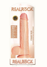 Load image into Gallery viewer, Realrock Straight Realistic Dildo with Balls and Suction Cup - Vanilla - 11in