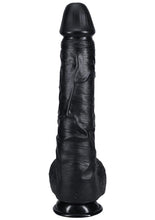 Load image into Gallery viewer, Realrock Ultra Realistic Skin Extra Large Straight Dildo with Balls and Suction Cup - Chocolate - 15in