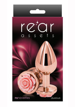 Load image into Gallery viewer, Rear Assets Rose Aluminum Anal Plug - Metal/Pink/Rose Gold - Medium