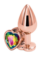 Load image into Gallery viewer, Rear Assets Rose Gold Heart Anal Plug - Multicolor/Rainbow/Rose Gold - Medium/Small
