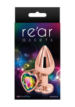 Load image into Gallery viewer, Rear Assets Rose Gold Heart Anal Plug - Multicolor/Rainbow/Rose Gold - Medium/Small