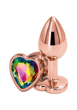 Load image into Gallery viewer, Rear Assets Rose Gold Heart Anal Plug - Multicolor/Rainbow - Small