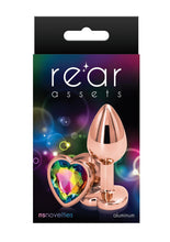 Load image into Gallery viewer, Rear Assets Rose Gold Heart Anal Plug - Multicolor/Rainbow - Small