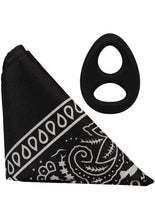 Load image into Gallery viewer, Rock Solid The Code Silicone Cock Ring with Bandana - Black