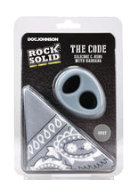 Load image into Gallery viewer, Rock Solid The Code Silicone Cock Ring with Bandana - Black/Gray/Grey