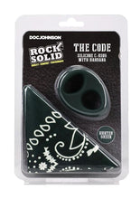 Load image into Gallery viewer, Rock Solid The Code Silicone Cock Ring with Bandana - Black/Green