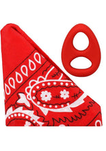 Load image into Gallery viewer, Rock Solid The Code Silicone Cock Ring with Bandana - Black/Red