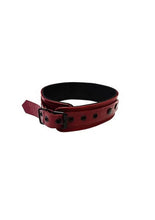 Load image into Gallery viewer, Rouge Anaconda Leather Adjustable Collar 1 Ring - Black/Burgundy/Red