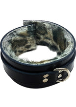 Load image into Gallery viewer, Rouge Leather Collar with Faux Fur Lining - Animal Print/Black/Leopard Print
