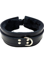Load image into Gallery viewer, Rouge Leather Collar with Faux Fur Lining - Black