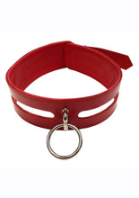Load image into Gallery viewer, Rouge Leather Fashion Bondage Collar with O-Ring - Red