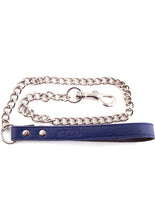 Load image into Gallery viewer, Rouge Leather Lead Chain - Blue/Metal