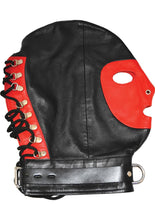 Load image into Gallery viewer, Rouge Leather Mask with D Ring and Lock Strap - Black/Red