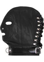 Load image into Gallery viewer, Rouge Leather Mask with D Ring and Lock Strap - Black