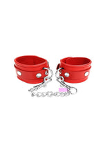 Load image into Gallery viewer, Rouge Plain Leather Adjustable Wrist Cuffs - Red