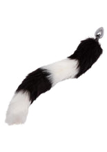 Load image into Gallery viewer, Running Wild Black and White Tail Faux Fur Tail and Metallic Anal Plug