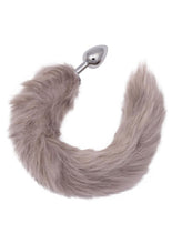 Load image into Gallery viewer, Running Wild Grey Tail Faux Fur Tail and Metallic Anal Plug - Grey/Metal