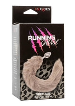 Load image into Gallery viewer, Running Wild Grey Tail Faux Fur Tail and Metallic Anal Plug - Grey/Metal