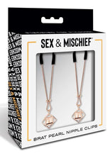 Load image into Gallery viewer, Sex and Mischief Brat Pearl Nipple Jewelry - Rose Gold/White