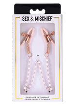 Load image into Gallery viewer, Sex and Mischief Peaches 'N Creame Pearl Nipple Clamps - Ivory/Rose Gold