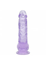 Load image into Gallery viewer, RealRock Crystal Clear Realistic Dildo with Balls 5in - Purple