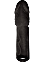 Load image into Gallery viewer, Skinsations Black Diamond Husky Lover Extension Sleeve with Scrotum Strap - Chocolate - 6.5in