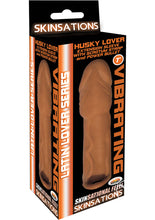 Load image into Gallery viewer, Skinsations Latin Lover Husky Lover Extension Sleeve with Scrotum Strap - Caramel - 7in