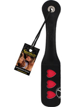 Load image into Gallery viewer, Sportsheets Leather Heart Impression Paddle - Black - 12in