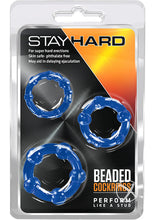 Load image into Gallery viewer, Stay Hard Beaded Cock Rings (3 Sizes - Blue