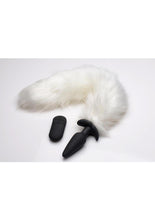 Load image into Gallery viewer, Tailz Vibrating White Fox Tail Slender Anal Plug