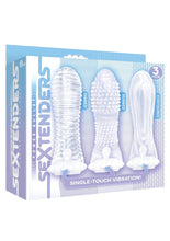 Load image into Gallery viewer, The 9's - Vibrating Sextenders, 3-Pack, Nubbed, Contoured, Ribbed - Clear