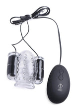 Load image into Gallery viewer, Trinity Men Twin Bullet Penis Head Teaser with Remote Control - Clear