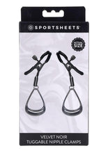Load image into Gallery viewer, Velvet Noir Tuggable Nipple Clamps - Black