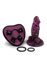 Load image into Gallery viewer, WhipSmart Dragon's Lair Strap-On Harness Kit with Dragon Dildo - Black/Purple - 7in