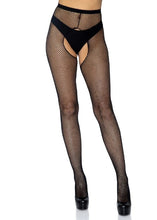 Load image into Gallery viewer, Ginny Fishnet Crotchless Pantyhose - O/S (Black)