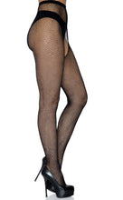 Load image into Gallery viewer, Ginny Fishnet Crotchless Pantyhose - O/S (Black)