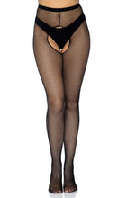 Load image into Gallery viewer, Ginny Fishnet Crotchless Pantyhose - O/S (Black)