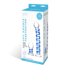 Load image into Gallery viewer, Gläs 2 pc Double Penetration Glass Swirly (Clear/Blue)