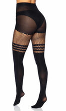 Load image into Gallery viewer, Ada Tights with Fishnet Accent - O/S (Black)