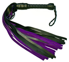 Load image into Gallery viewer, Bare Leatherworks - Midsize Cow Flogger (Black/Purple)