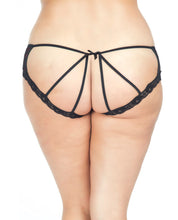 Load image into Gallery viewer, Cage Back Lace Panty - 1X/2X (Black/Red)