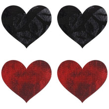 Load image into Gallery viewer, Peekaboos Pasties - Stolen Kisses Hearts (Red & Black)