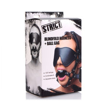 Load image into Gallery viewer, Blindfold Harness and Black Ball Gag