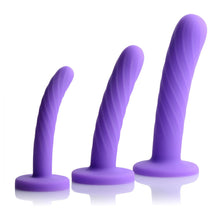 Load image into Gallery viewer, Tri-Play 3 Piece Silicone Dildo Set (Purple)